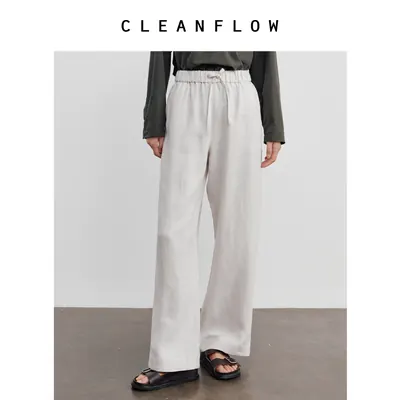 CLEANFLOW | 100%纯汉麻松紧腰直筒气质休闲裤女2026新款百搭裤子