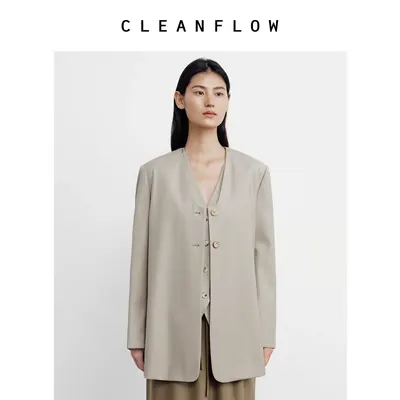 CLEANFLOW | 130超细支精纺羊毛高端西装女小个子2026秋新款外套