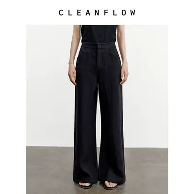 CLEANFLOW | 重磅手工汉麻喇叭阔腿裤女小个子2026秋新款百搭裤子
