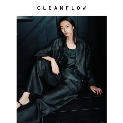 CLEANFLOW | 纯手工平板纹香云纱莨绸重磅真丝气质通勤西装外套女