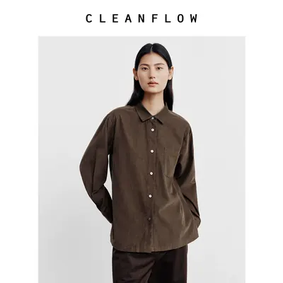 CLEANFLOW | 匹马棉灯芯绒气质百搭衬衫女高级感2026秋季新款上衣