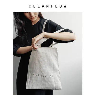 CLEANFLOW | 字母印花简约生活休闲通勤单肩手提纯亚麻帆布包