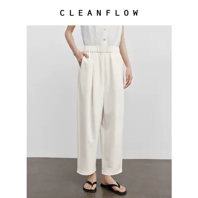 CLEANFLOW | 40姆米重磅弹力重绉桑蚕丝八分气球裤2026秋新款裤子