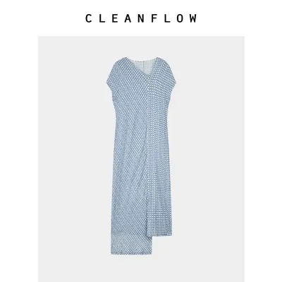 “竹编格纹”CLEANFLOW | 100%桑蚕丝旗袍中式气质连衣裙女设计感
