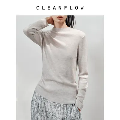 CLEANFLOW |【 蝉翼打底】皇后美利奴超细羊毛立领针织衫女2026秋