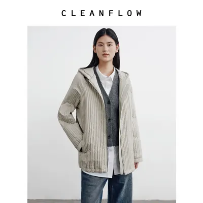 CLEANFLOW | 中式绗缝轻盈保暖休闲款式连帽羽绒服女2026冬季新款