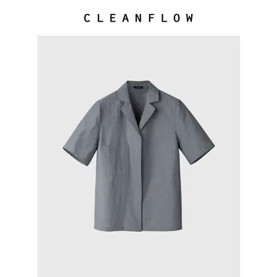 CLEANFLOW | 亚麻棉古巴领短袖中式衬衫高级感2026秋新款气质上衣