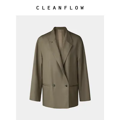 CLEANFLOW | 精纺羊毛两面穿西装外套女高级感2026秋新款松弛上衣