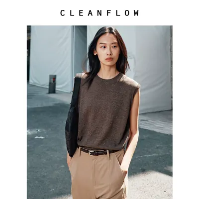 CLEANFLOW |【纸纱】花式混色纸纱棉针织背心女2026夏季新款上衣