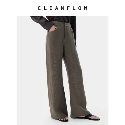 CLEANFLOW | 重磅手工汉麻喇叭阔腿裤女小个子2026秋新款百搭裤子
