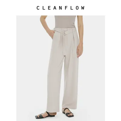 CLEANFLOW | 重磅真丝40姆米弹力重绉直筒垂感休闲西装裤女高级感
