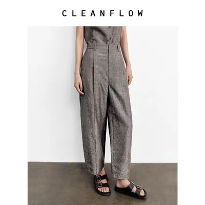 CLEANFLOW | 檀木棕高端亚麻羊毛九分西装裤2026秋新款高级感裤子