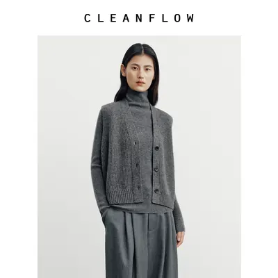 CLEANFLOW | 【牦牛绒羊绒幼山羊毛】粗棒针禅领针织百搭马甲女