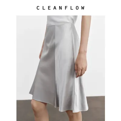 【喇叭花】CLEANFLOW | 丝毛缎斜裁气质半身裙女2026新款百搭裙子