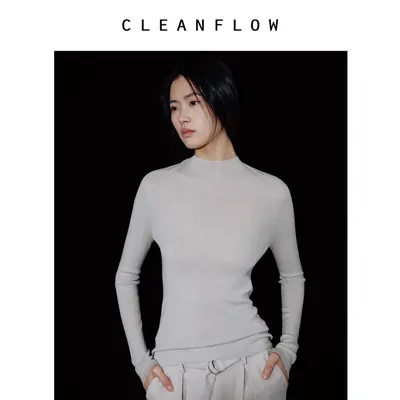 CLEANFLOW | 美利奴羊毛无缝一体小圆领针织打底衫女2026秋季新款