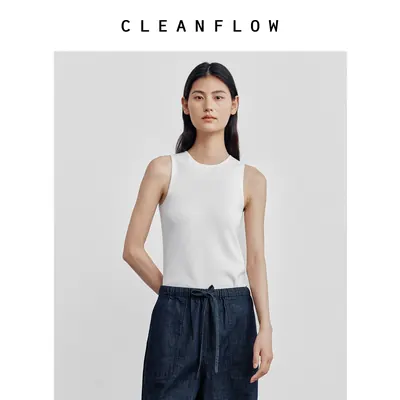 CLEANFLOW | 绢丝亚麻棉3D修身针织背心女内搭春夏外穿薄款显瘦
