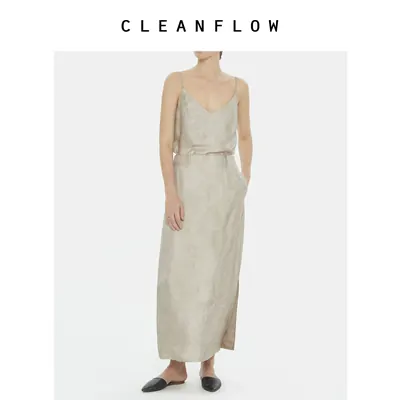 CLEANFLOW | 真丝斜纹绸脏粉色气质半身裙女高级感2026秋新款裙子