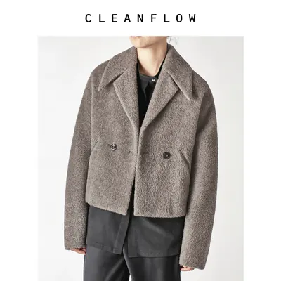 CLEANFLOW | 奶茶羊驼绒羊毛短款毛呢外套女小个子2026冬新款大衣