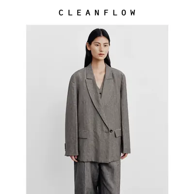 CLEANFLOW | 檀木棕高端亚麻羊毛气质轻奢西装女高级感2026秋新款