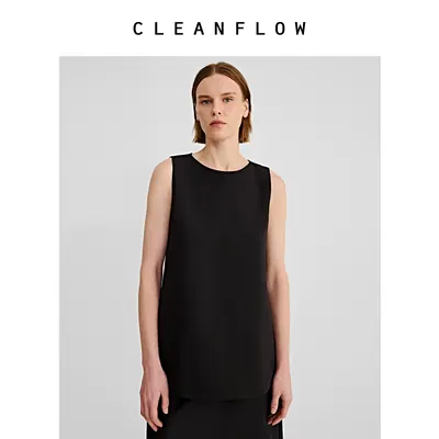 CLEANFLOW | 桑蚕丝40姆米弹力重绉圆领背心女2026新款春秋季上衣