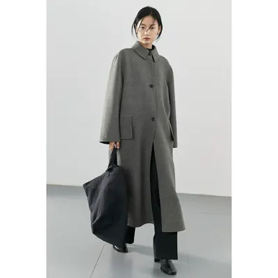 CLEANFLOW | 灰色羊毛手工双面毛呢外套女高级感2026冬新款大衣