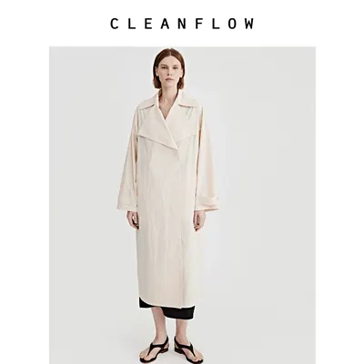 CLEANFLOW | 尼龙混纺棉翻领国际大牌风衣外套女小个子2026秋新款