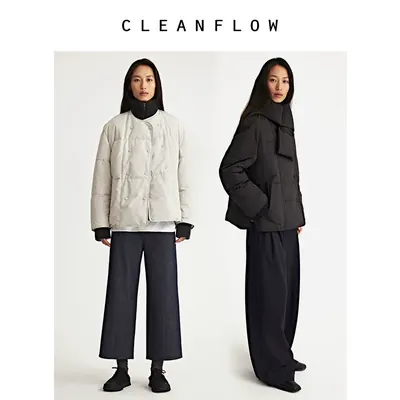 【博主推荐】CLEANFLOW | 白鹅绒圆领双排扣设计感羽绒服外套女