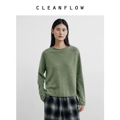 CLEANFLOW | 100%纯山羊绒卷边烟囱领针织衫女2026秋季新款打底衫