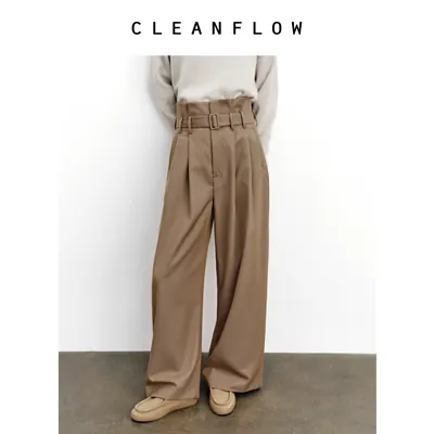 【哪吒裤】CLEANFLOW | 高端精纺羊毛花苞腰百搭阔腿裤2026秋新款