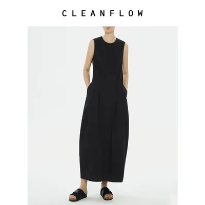 CLEANFLOW | 桑蚕丝汉麻匹马棉花苞连衣裙女高级感2026夏新款裙子