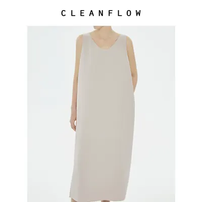 CLEANFLOW | 夏季裸色背心裙垂坠感40姆米弹力重绉U领无袖连衣裙