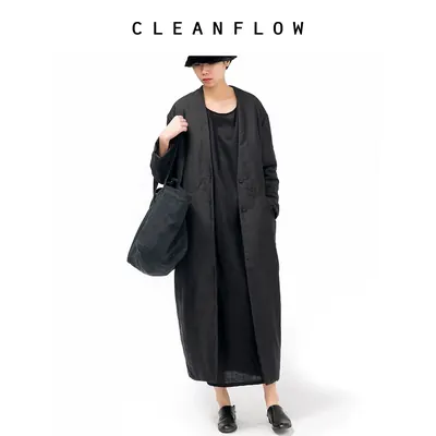 CLEANFLOW | 双宫丝真丝茧型棉衣棉服棉袄大衣纯色冬装外套女长款
