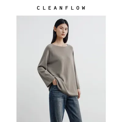 【溯游】CLEANFLOW | 蒹葭纯羊绒喇叭袖针织T恤2026秋新款打底衫