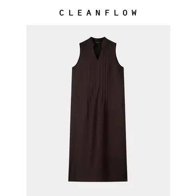 CLEANFLOW | 香云纱手工牙签褶中式套头气质连衣裙女2026夏季新款
