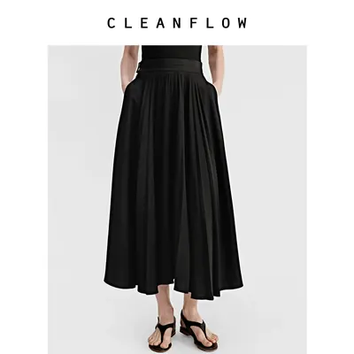 CLEANFLOW | 重磅醋酸压褶大摆百褶半身裙女高级感2026秋新款裙子