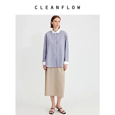 CLEANFLOW精粹系列 | 长绒棉气质条纹衬衫女高级感2026秋新款上衣