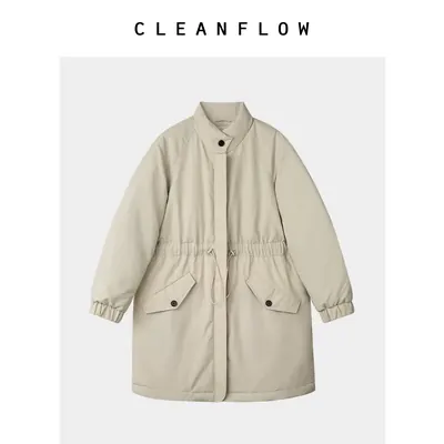 CLEANFLOW | 轻盈保暖白鹅绒抽绳收腰羽绒服女2026冬新款气质外套