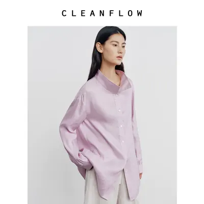 CLEANFLOW | 丝麻宽松翻领新中式气质衬衫女高级感2026秋新款衬衣