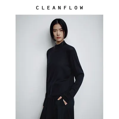 CLEANFLOW | 【薄雾打底】桑蚕丝美利奴羊毛轻薄中高领针织打底衫