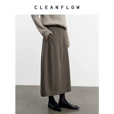 CLEANFLOW | 纯羊毛玉兰花毛呢半身裙女高级感2026秋冬季气质裙子
