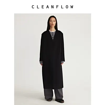 CLEANFLOW | 山羊绒手工双面毛呢外套女高级感2026冬季新款大衣