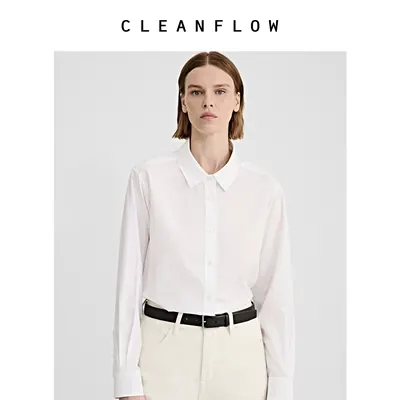 CLEANFLOW |【修身标准衬衫】90s高支长绒棉府绸长袖衬衫女2026秋