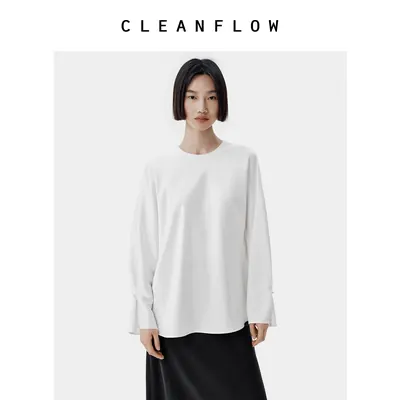 CLEANFLOW | 36姆米桑蚕丝双面缎中式圆领衬衫女2026春秋新款上衣