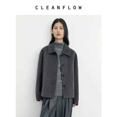 CLEANFLOW精粹系列 | 翻领刀袖双面毛呢短外套女2026秋季新款夹克