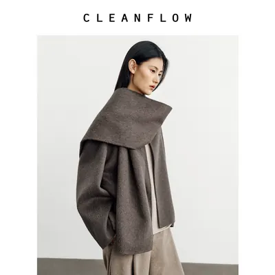 【博主推荐】CLEANFLOW | 骆驼绒羊毛手工双面毛呢外套女气质大衣
