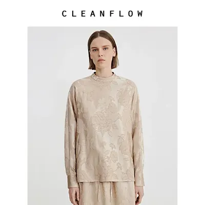 CLEANFLOW | 茶花提花缎39姆米新中式真丝衬衫女高级感2026秋新款