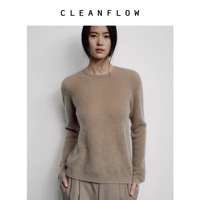 CLEANFLOW | 马海毛美利奴羊毛圆领针织衫女2026秋季新款百搭毛衣