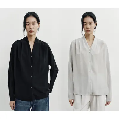 CLEANFLOW云游系列 | 手工炒色真丝双绉中式气质长袖衬衫女高级感