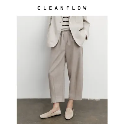 CLEANFLOW | 精纺羊毛八分休闲木鱼裤女小个子2026秋新款百搭裤子