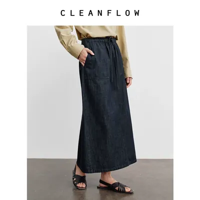 CLEANFLOW少年感系列 | 纯棉松紧腰牛仔半身裙女高级感秋新款半裙